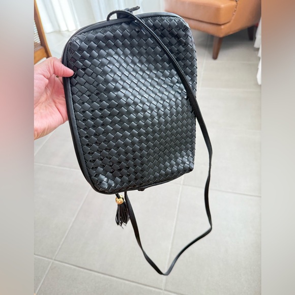 Vintage Ganson Black Woven leather crossbody bag with tassel EUC - Picture 9 of 10
